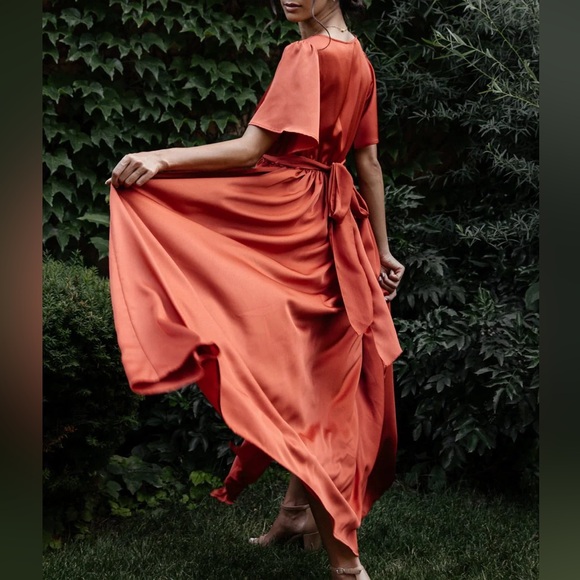 Baltic Born Sicily Satin Maxi Dress in Rust - Picture 4 of 4